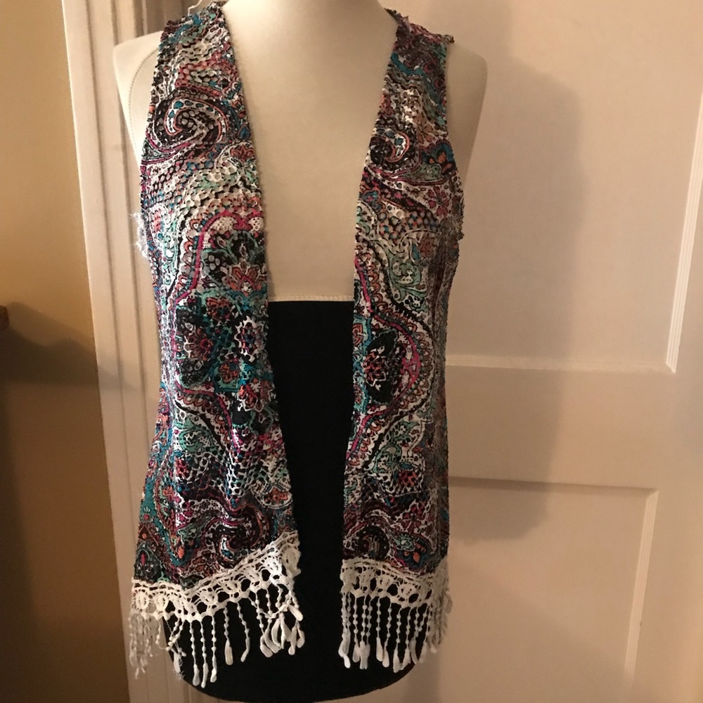Festival Fringe Vest Crochet Style Sz S